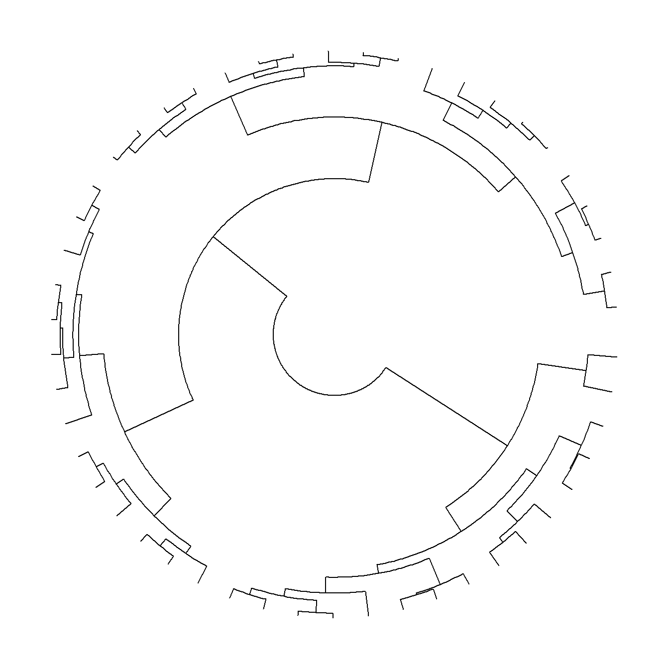 Radial tree plot in R without labels