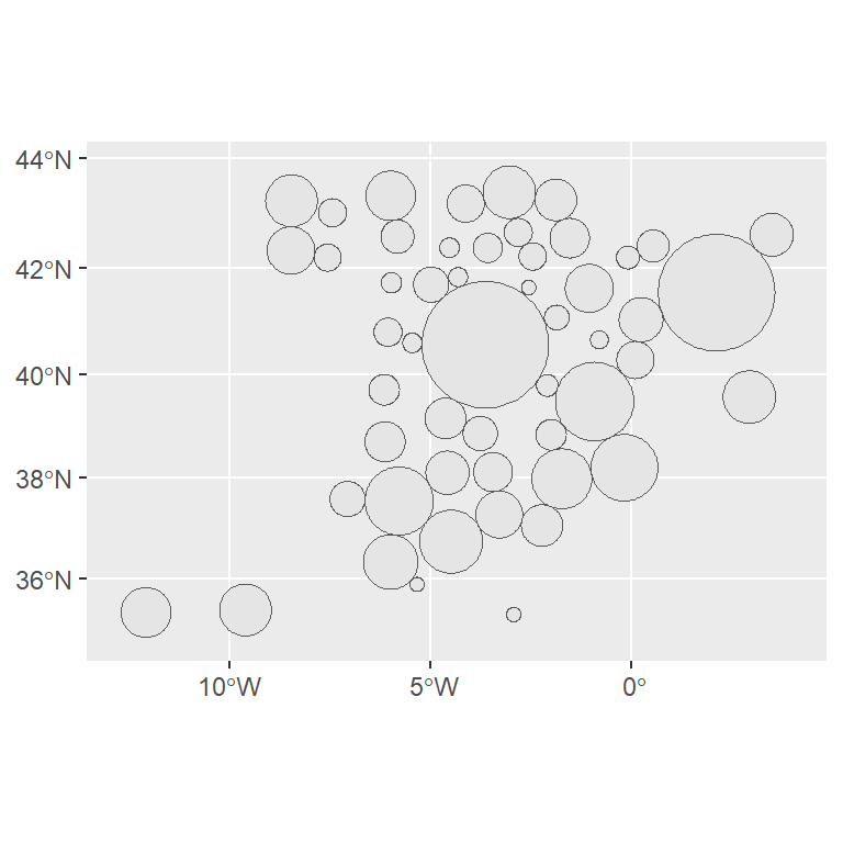 Basic dorling cartogram in ggplot2