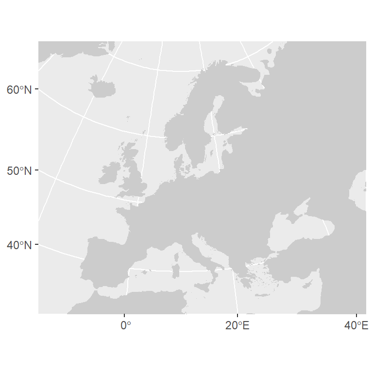 Base map of Europe in ggplot2