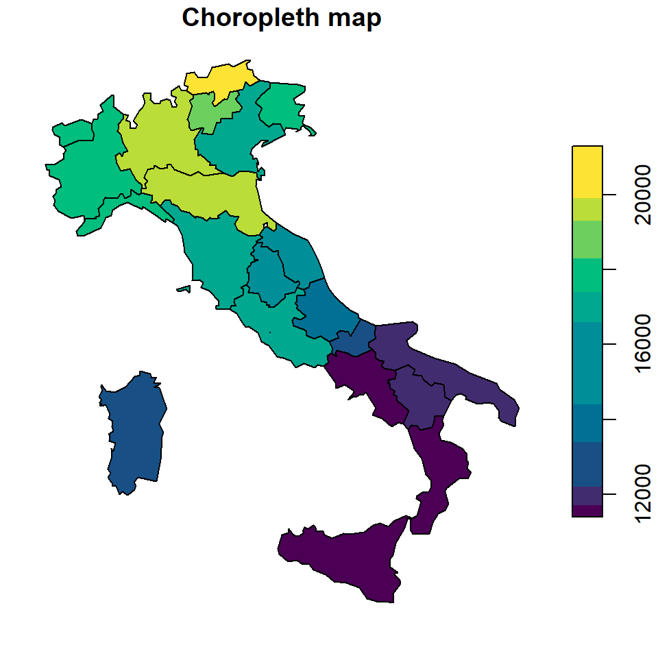 Choropleth map color palette in R
