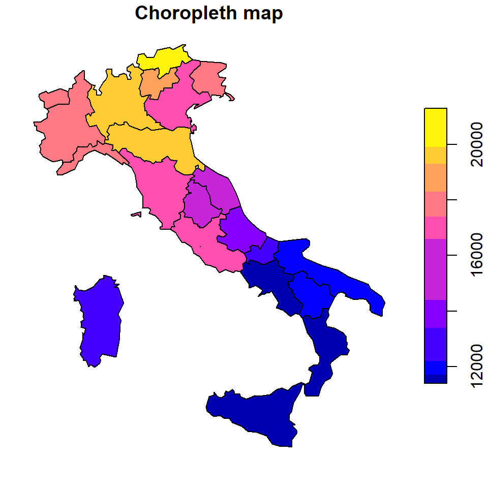 Choropleth map in R with sf