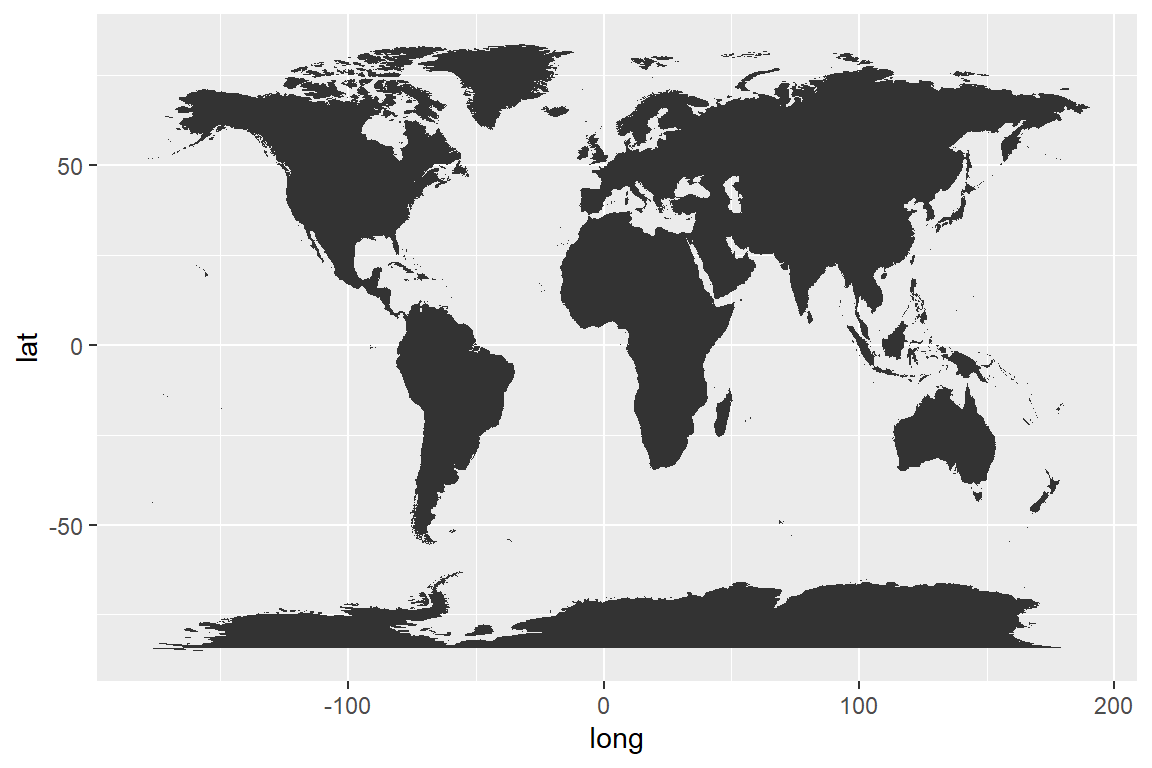 World map in ggplot2 with map_data