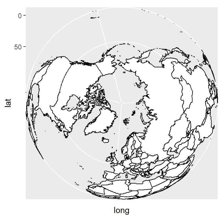 Orthographic map projection in ggplot2