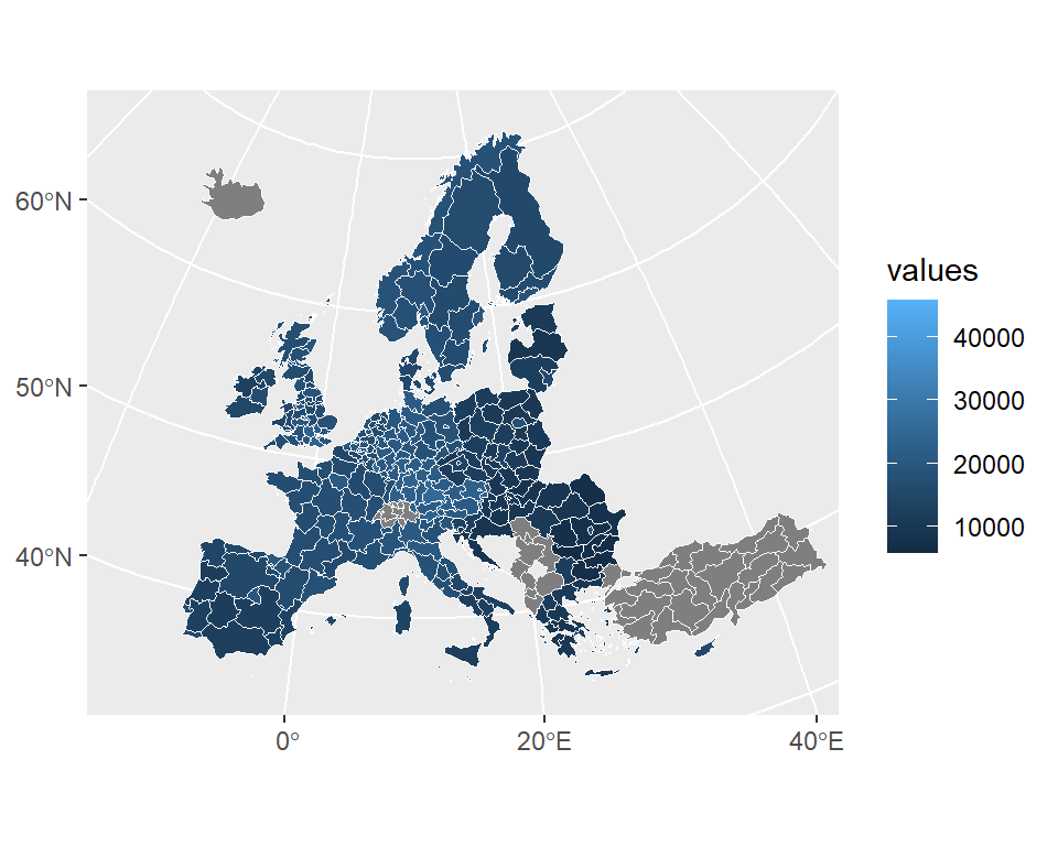 Personalización de las líneas de un mapa de coropletas de Europa